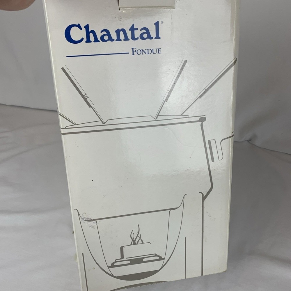 Chantal Stainless Steel Fondue Set 2qt Pot Glass Stand VTG West Germany SL50-18
